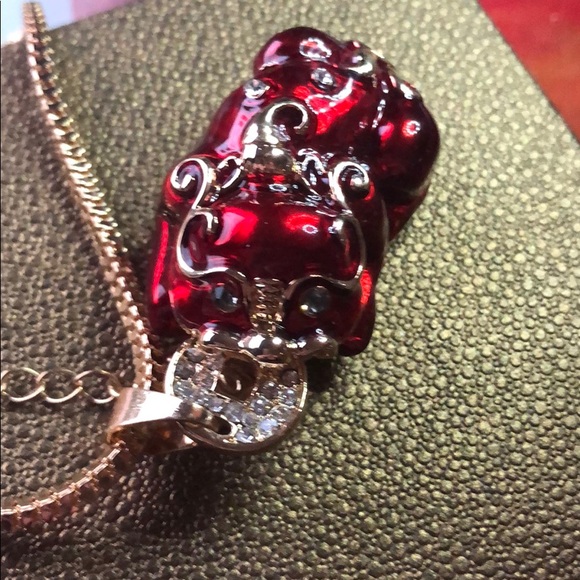 Betsey Johnson Chinese Foo dog Pig Red Gold NWT - Picture 7 of 8